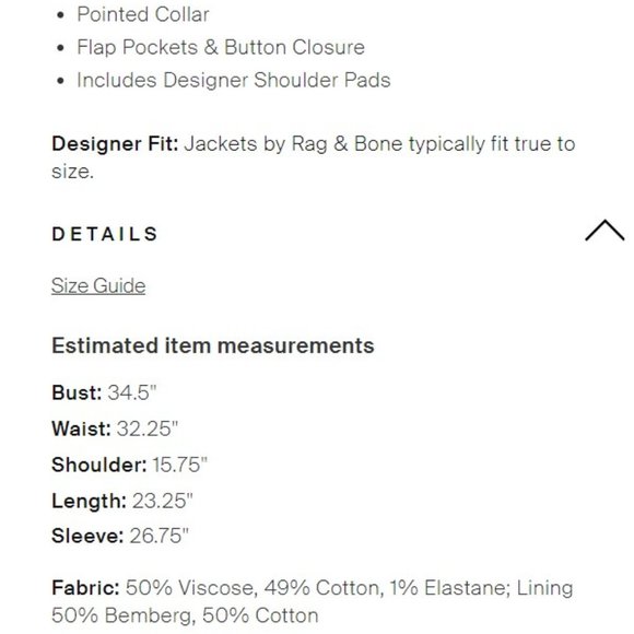 Rag & Bone Black 2-Button Blazer Fits Size 0 and Size 2 - Picture 4 of 4